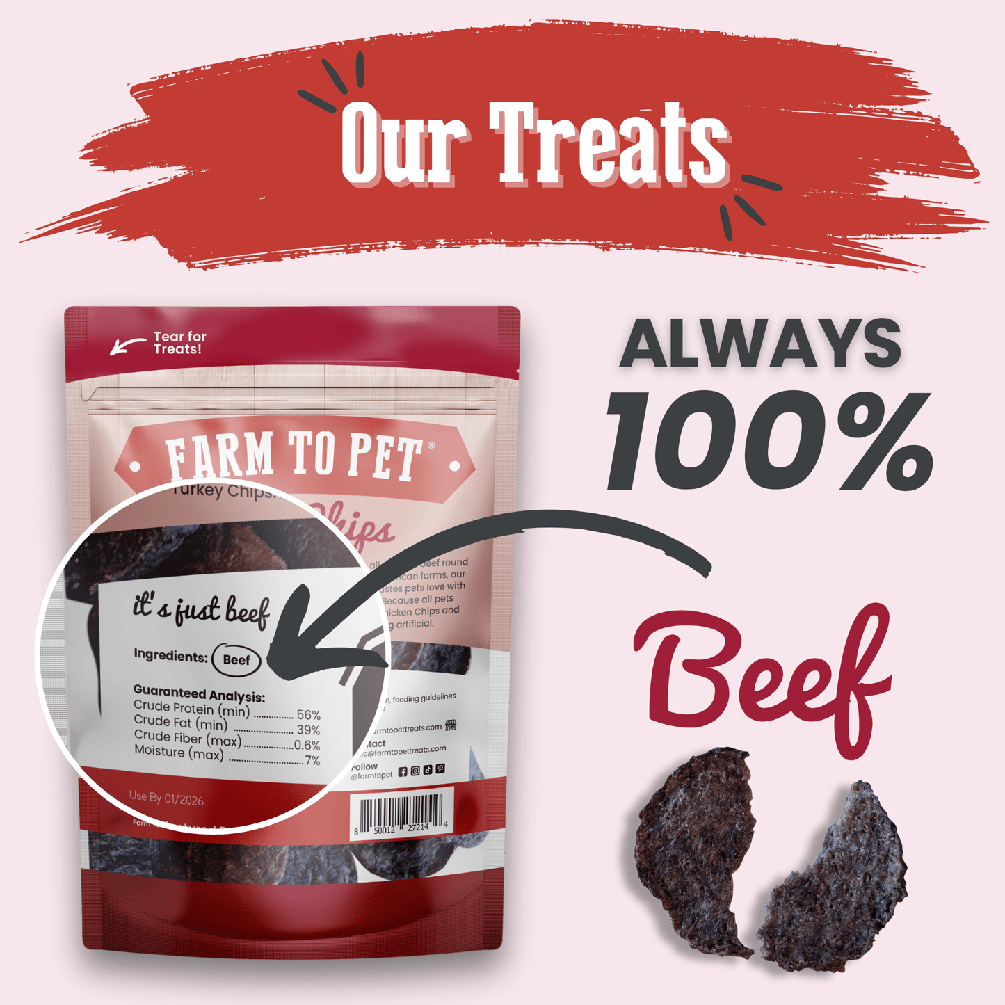 Beef Chips Dog Treats | Single-Ingredient Healthy Treats for Dogs